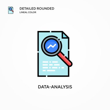 Veri analiz vektör simgesi. Modern vektör illüstrasyon kavramları. Düzenlemesi ve kişiselleştirmesi kolay.