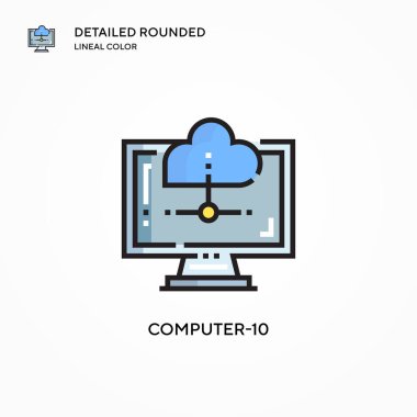 Bilgisayar-10 vektör simgesi. Modern vektör illüstrasyon kavramları. Düzenlemesi ve kişiselleştirmesi kolay.