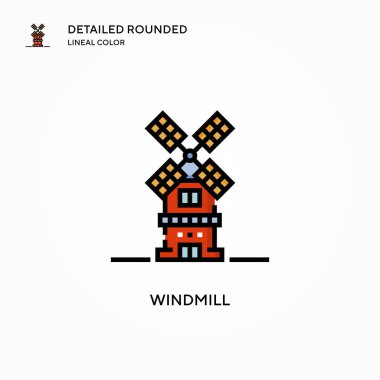 Yel değirmeni ikonu. Modern vektör illüstrasyon kavramları. Düzenlemesi ve kişiselleştirmesi kolay.