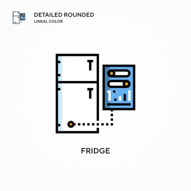 Buzdolabı vektör simgesi. Modern vektör illüstrasyon kavramları. Düzenlemesi ve kişiselleştirmesi kolay.