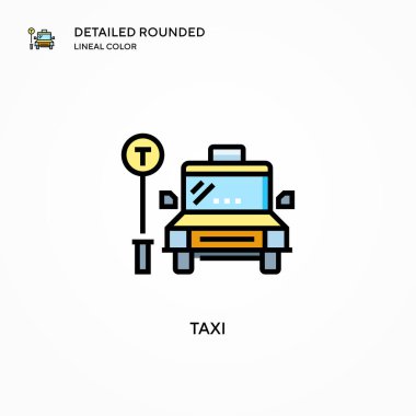 Taksi vektör simgesi. Modern vektör illüstrasyon kavramları. Düzenlemesi ve kişiselleştirmesi kolay.