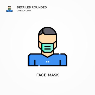 Yüz maskesi vektör simgesi. Modern vektör illüstrasyon kavramları. Düzenlemesi ve kişiselleştirmesi kolay.
