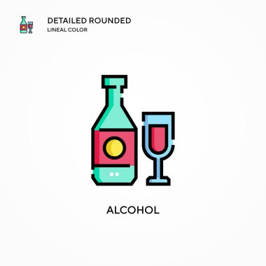 Alkol vektör simgesi. Modern vektör illüstrasyon kavramları. Düzenlemesi ve kişiselleştirmesi kolay.