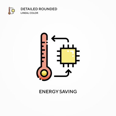 Enerji tasarrufu vektör simgesi. Modern vektör illüstrasyon kavramları. Düzenlemesi ve kişiselleştirmesi kolay.