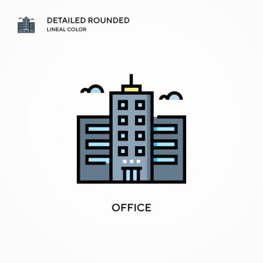 Ofis vektör simgesi. Modern vektör illüstrasyon kavramları. Düzenlemesi ve kişiselleştirmesi kolay.