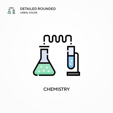 Kimya vektör simgesi. Modern vektör illüstrasyon kavramları. Düzenlemesi ve kişiselleştirmesi kolay.
