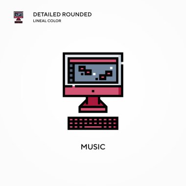 Müzik vektörü simgesi. Modern vektör illüstrasyon kavramları. Düzenlemesi ve kişiselleştirmesi kolay.