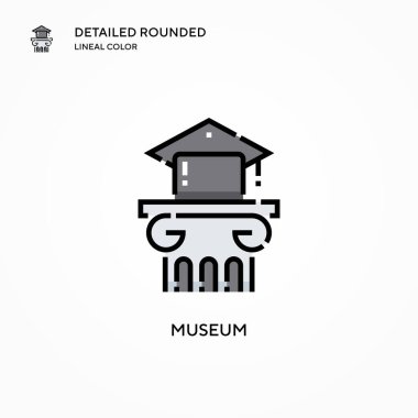 Müze vektör simgesi. Modern vektör illüstrasyon kavramları. Düzenlemesi ve kişiselleştirmesi kolay.