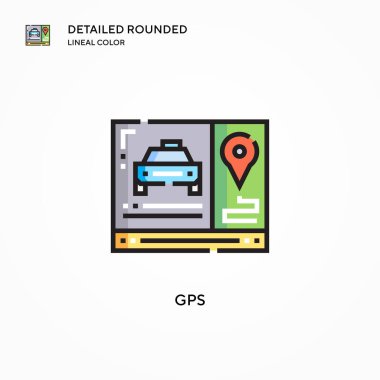 GPS vektör simgesi. Modern vektör illüstrasyon kavramları. Düzenlemesi ve kişiselleştirmesi kolay.