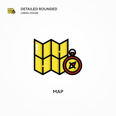 Harita vektör simgesi. Modern vektör illüstrasyon kavramları. Düzenlemesi ve kişiselleştirmesi kolay.