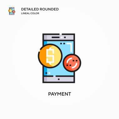 Ödeme vektör simgesi. Modern vektör illüstrasyon kavramları. Düzenlemesi ve kişiselleştirmesi kolay.
