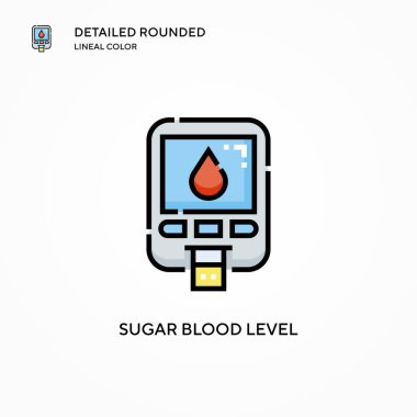 Şeker kan seviyesi vektör simgesi. Modern vektör illüstrasyon kavramları. Düzenlemesi ve kişiselleştirmesi kolay.