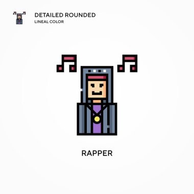 Rapçi vektör ikonu. Modern vektör illüstrasyon kavramları. Düzenlemesi ve kişiselleştirmesi kolay.