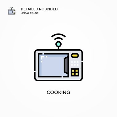 Yemek pişirme vektörü simgesi. Modern vektör illüstrasyon kavramları. Düzenlemesi ve kişiselleştirmesi kolay.