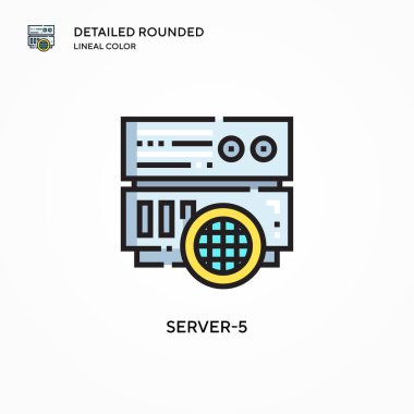 Sunucu-5 vektör simgesi. Modern vektör illüstrasyon kavramları. Düzenlemesi ve kişiselleştirmesi kolay.
