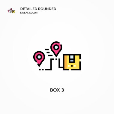 Kutu-3 vektör simgesi. Modern vektör illüstrasyon kavramları. Düzenlemesi ve kişiselleştirmesi kolay.