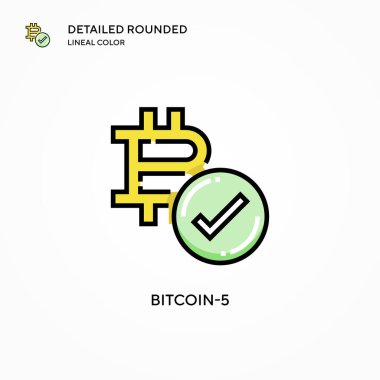 Bitcoin-5 vektör simgesi. Modern vektör illüstrasyon kavramları. Düzenlemesi ve kişiselleştirmesi kolay.