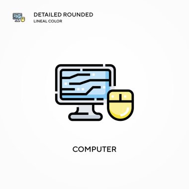 Bilgisayar vektör simgesi. Modern vektör illüstrasyon kavramları. Düzenlemesi ve kişiselleştirmesi kolay.