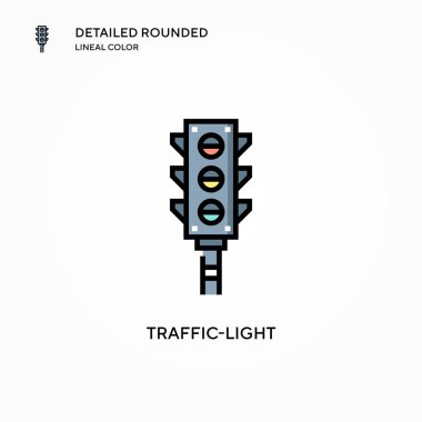 Trafik ışığı vektör simgesi. Modern vektör illüstrasyon kavramları. Düzenlemesi ve kişiselleştirmesi kolay.