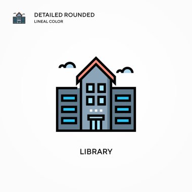 Kütüphane vektör simgesi. Modern vektör illüstrasyon kavramları. Düzenlemesi ve kişiselleştirmesi kolay.