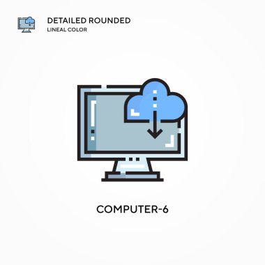 Bilgisayar-6 vektör simgesi. Modern vektör illüstrasyon kavramları. Düzenlemesi ve kişiselleştirmesi kolay.