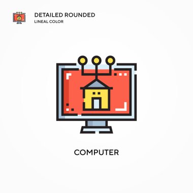Bilgisayar vektör simgesi. Modern vektör illüstrasyon kavramları. Düzenlemesi ve kişiselleştirmesi kolay.