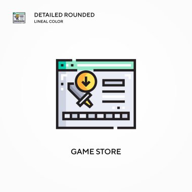 Oyun mağazası vektör simgesi. Modern vektör illüstrasyon kavramları. Düzenlemesi ve kişiselleştirmesi kolay.