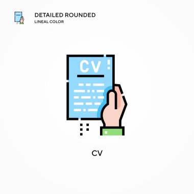 CV vektör simgesi. Modern vektör illüstrasyon kavramları. Düzenlemesi ve kişiselleştirmesi kolay.