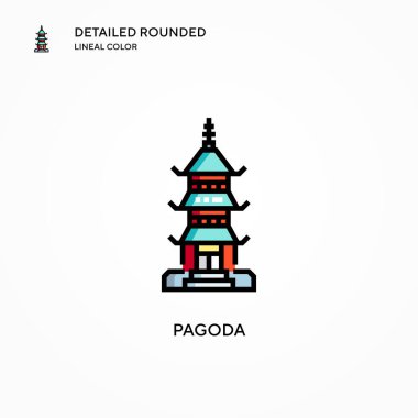 Pagoda vektör simgesi. Modern vektör illüstrasyon kavramları. Düzenlemesi ve kişiselleştirmesi kolay.