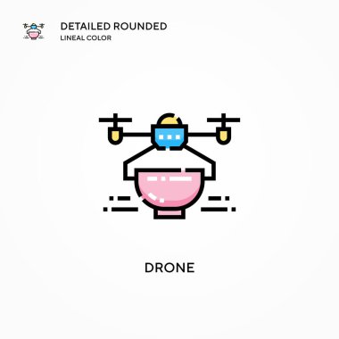 Drone vektör simgesi. Modern vektör illüstrasyon kavramları. Düzenlemesi ve kişiselleştirmesi kolay.