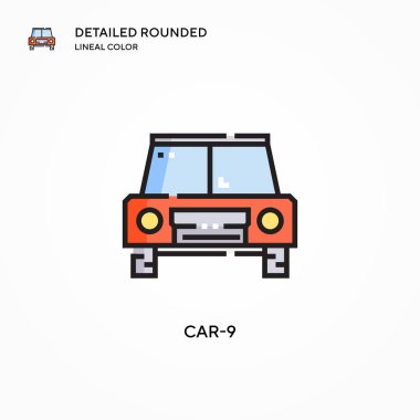 Araba-9 vektör simgesi. Modern vektör illüstrasyon kavramları. Düzenlemesi ve kişiselleştirmesi kolay.