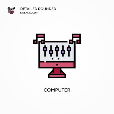 Bilgisayar vektör simgesi. Modern vektör illüstrasyon kavramları. Düzenlemesi ve kişiselleştirmesi kolay.
