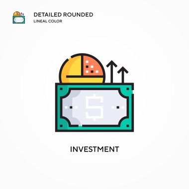 Yatırım vektör simgesi. Modern vektör illüstrasyon kavramları. Düzenlemesi ve kişiselleştirmesi kolay.