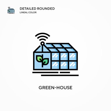 Yeşil ev vektör simgesi. Modern vektör illüstrasyon kavramları. Düzenlemesi ve kişiselleştirmesi kolay.