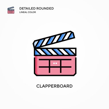 Alkış tahtası vektör simgesi. Modern vektör illüstrasyon kavramları. Düzenlemesi ve kişiselleştirmesi kolay.