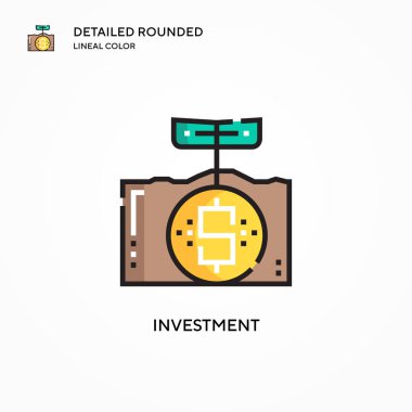 Yatırım vektör simgesi. Modern vektör illüstrasyon kavramları. Düzenlemesi ve kişiselleştirmesi kolay.