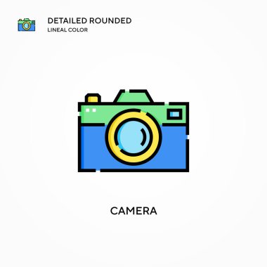 Kamera vektör simgesi. Modern vektör illüstrasyon kavramları. Düzenlemesi ve kişiselleştirmesi kolay.