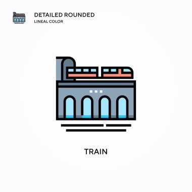 Tren vektör simgesi. Modern vektör illüstrasyon kavramları. Düzenlemesi ve kişiselleştirmesi kolay.