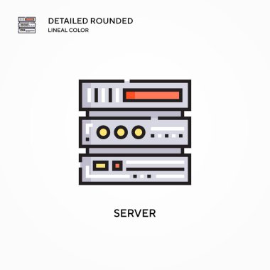 Sunucu vektör simgesi. Modern vektör illüstrasyon kavramları. Düzenlemesi ve kişiselleştirmesi kolay.