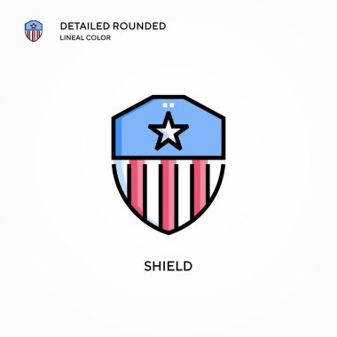 Kalkan vektör simgesi. Modern vektör illüstrasyon kavramları. Düzenlemesi ve kişiselleştirmesi kolay.