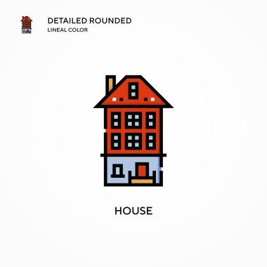 Ev vektör simgesi. Modern vektör illüstrasyon kavramları. Düzenlemesi ve kişiselleştirmesi kolay.