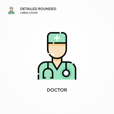 Doktor vektör simgesi. Modern vektör illüstrasyon kavramları. Düzenlemesi ve kişiselleştirmesi kolay.