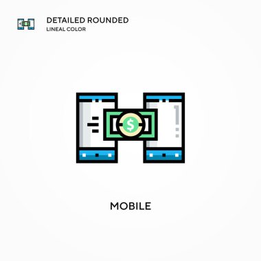 Mobil vektör simgesi. Modern vektör illüstrasyon kavramları. Düzenlemesi ve kişiselleştirmesi kolay.