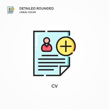 CV vektör simgesi. Modern vektör illüstrasyon kavramları. Düzenlemesi ve kişiselleştirmesi kolay.