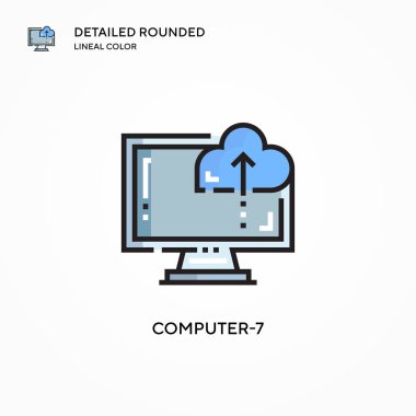 Bilgisayar-7 vektör simgesi. Modern vektör illüstrasyon kavramları. Düzenlemesi ve kişiselleştirmesi kolay.