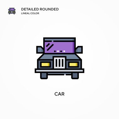 Araba vektör simgesi. Modern vektör illüstrasyon kavramları. Düzenlemesi ve kişiselleştirmesi kolay.