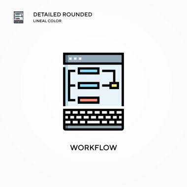 Çalışma akışı vektör simgesi. Modern vektör illüstrasyon kavramları. Düzenlemesi ve kişiselleştirmesi kolay.