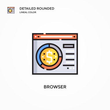 Tarayıcı vektör simgesi. Modern vektör illüstrasyon kavramları. Düzenlemesi ve kişiselleştirmesi kolay.