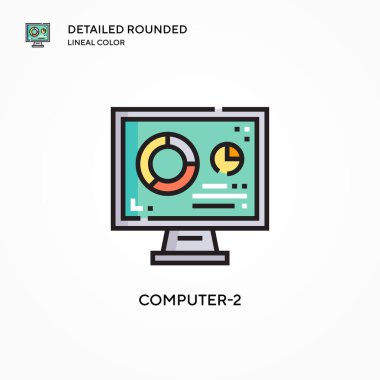 Bilgisayar-2 vektör simgesi. Modern vektör illüstrasyon kavramları. Düzenlemesi ve kişiselleştirmesi kolay.