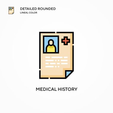 Tıbbi geçmiş vektör ikonu. Modern vektör illüstrasyon kavramları. Düzenlemesi ve kişiselleştirmesi kolay.